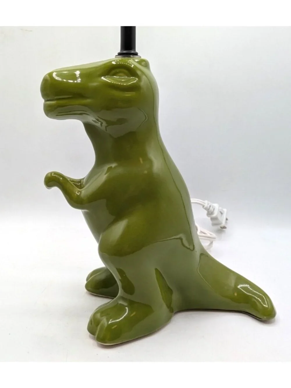 T Rex Dinosaur Table Lamp Green Ceramic Jurassic Childrens Room 13”